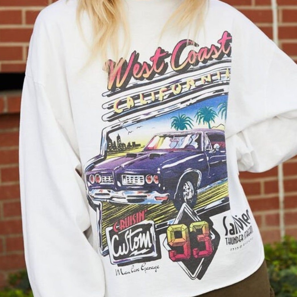 Brandy Melville's John Galt (OS) West Coast California Car Shop Graphic Crewneck